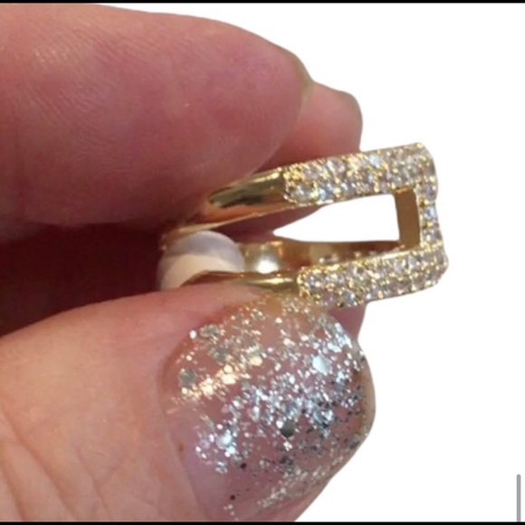 18K Gold Plated Pave CZ Stone Double Band Ring Size 7 Brand New - Picture 14 of 14